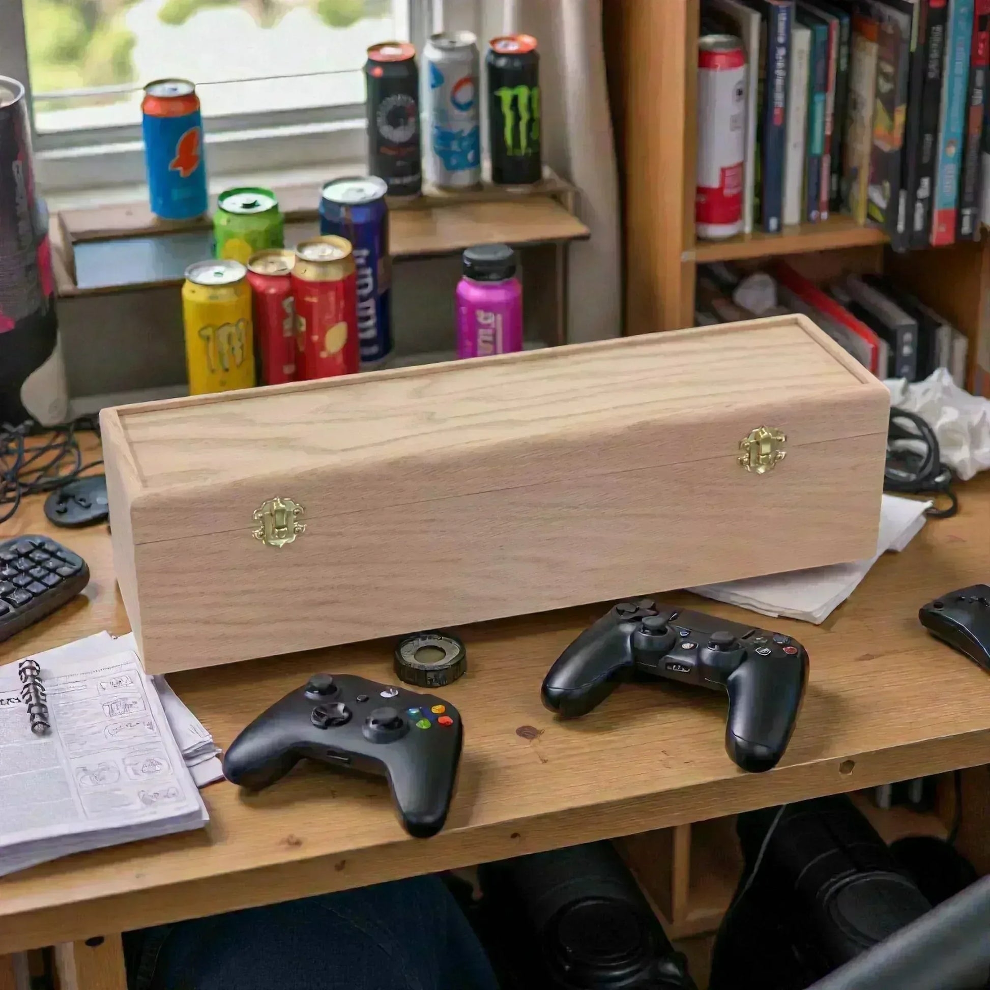 1-Row Wooden Trading Card Storage Box - MTG Deck Box - Holds 750+ Cards - The Designcraft Studio