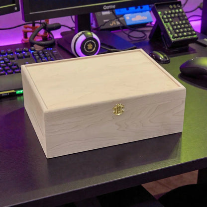 4-Row Wooden Card Storage Box - All Natural Oak, Maple, Cherry - Holds 1,500+ Cards - The Designcraft Studio