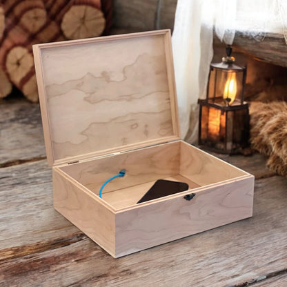 Large Unplug Box Family Phone Lock Up Box Wooden Box to Hold Cell Phones Cell Phone Time Out Cell Phone Charging Station Personalized Box - The Designcraft Studio