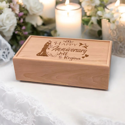 Personalized Anniversary Gift Wine Box for Couples Keepsake Box Memory Box Custom Engraved Anniversary Box for Wedding Gift for Her - The Designcraft Studio