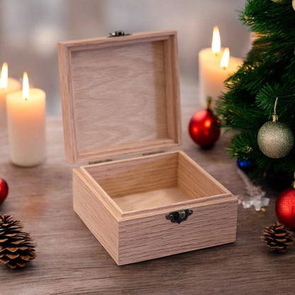 Personalized Small Wood Keepsake Box - 5x5x3 Unfinished Trinket & Jewelry Box with Lid | Custom Engraved - The Designcraft Studio