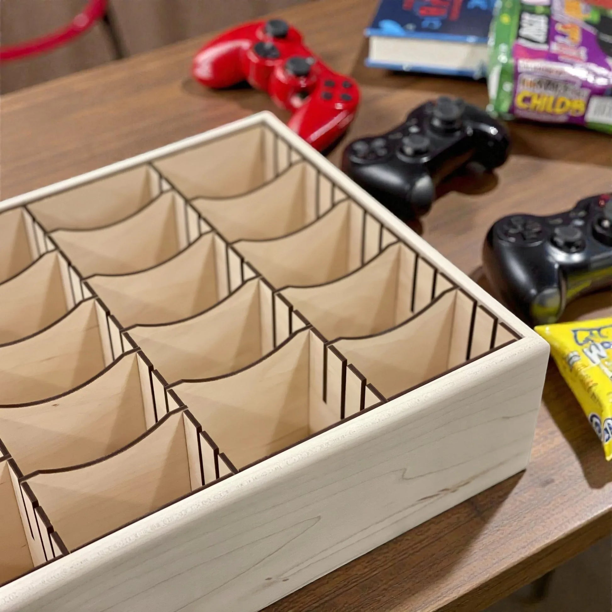 5-Row Wooden Trading Card Storage Tray - Open Design - Holds 1,875+ Cards - The Designcraft Studio