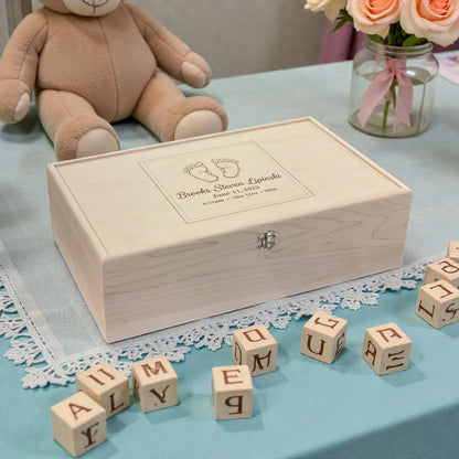 Personalized Baby Memory Box - Handcrafted Wooden Keepsake Gift - All Natural Birth Stats Box - Made in Tennessee - The Designcraft Studio