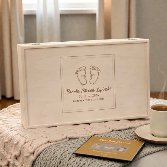 Personalized Baby Memory Box - Handcrafted Wooden Keepsake Gift - All Natural Birth Stats Box - Made in Tennessee - The Designcraft Studio