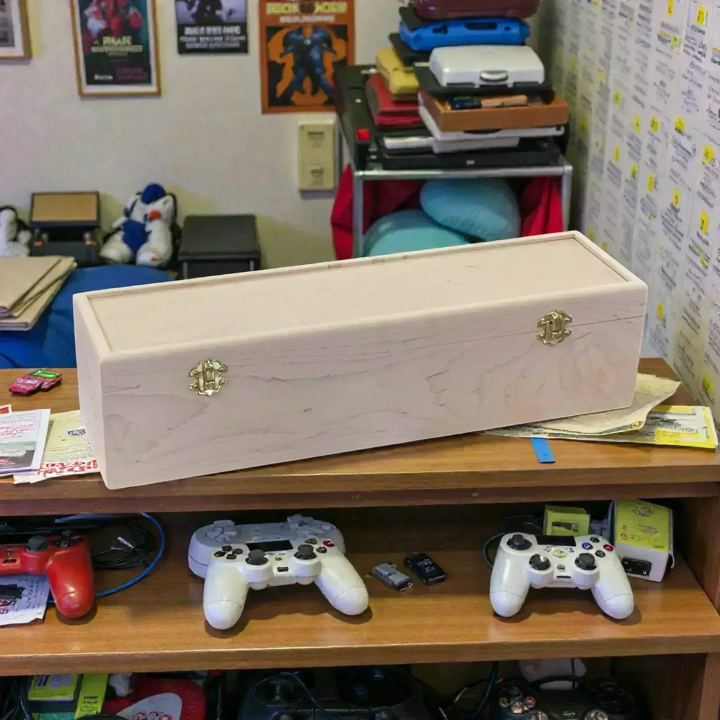 1-Row Wooden Trading Card Storage Box - MTG Deck Box - Holds 750+ Cards - The Designcraft Studio