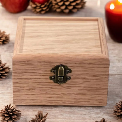 Personalized Small Wood Keepsake Box - 5x5x3 Unfinished Trinket & Jewelry Box with Lid | Custom Engraved - The Designcraft Studio