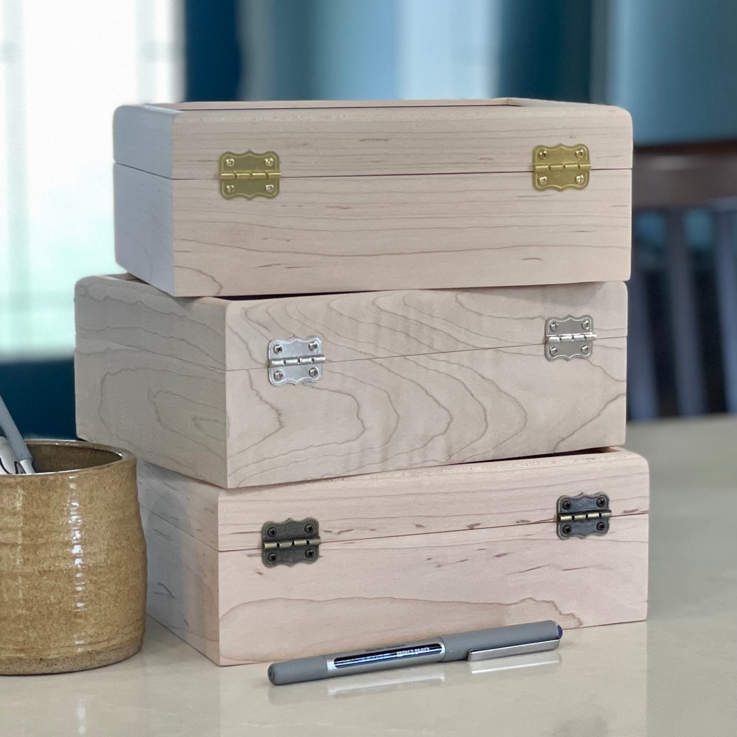Unfinished Maple Keepsake Box with Hinged Lid - The Designcreaft Studio (8"x6"x3")
