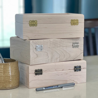 Unfinished Maple Keepsake Box with Hinged Lid - The Designcreaft Studio (8"x6"x3") - The Designcraft Studio