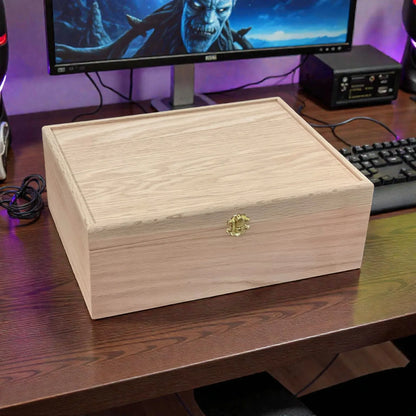 4-Row Wooden Card Storage Box - All Natural Oak, Maple, Cherry - Holds 1,500+ Cards - The Designcraft Studio