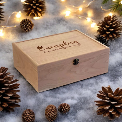 Large Unplug Box Family Phone Lock Up Box Wooden Box to Hold Cell Phones Cell Phone Time Out Cell Phone Charging Station Personalized Box - The Designcraft Studio