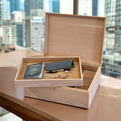 Watch Box for Men Watch Box Wood Large Wooden Watch Box Organizer Watch Box Personalized Watch Storage Case Laser Engrave Valet Tray Wood - The Designcraft Studio