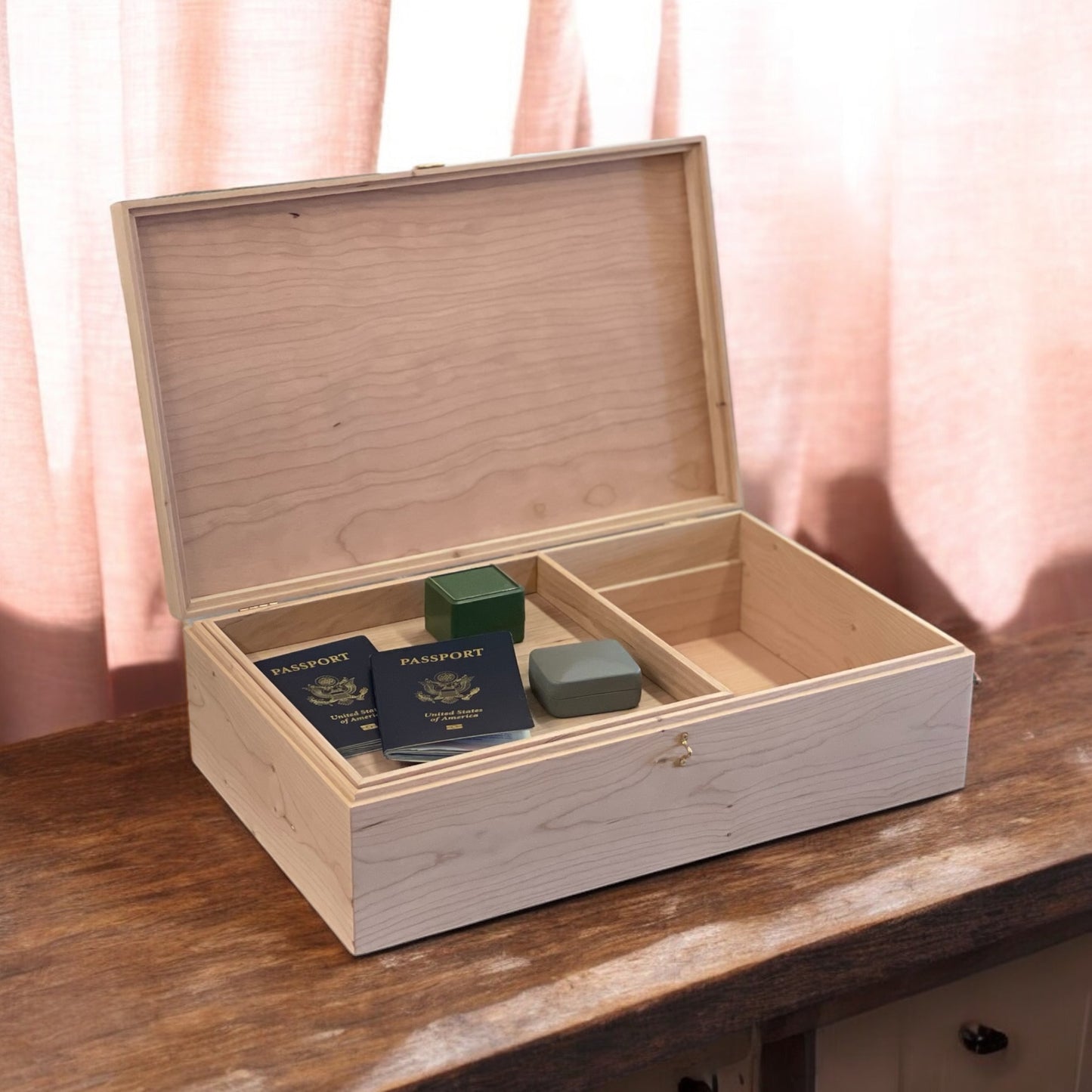 Mens Valet Box Personalized Anniversary Gifts for Him Engraved Wood Jewelry Box Nightstand Organizer for Men Fathers Day Gift Custom Engrave