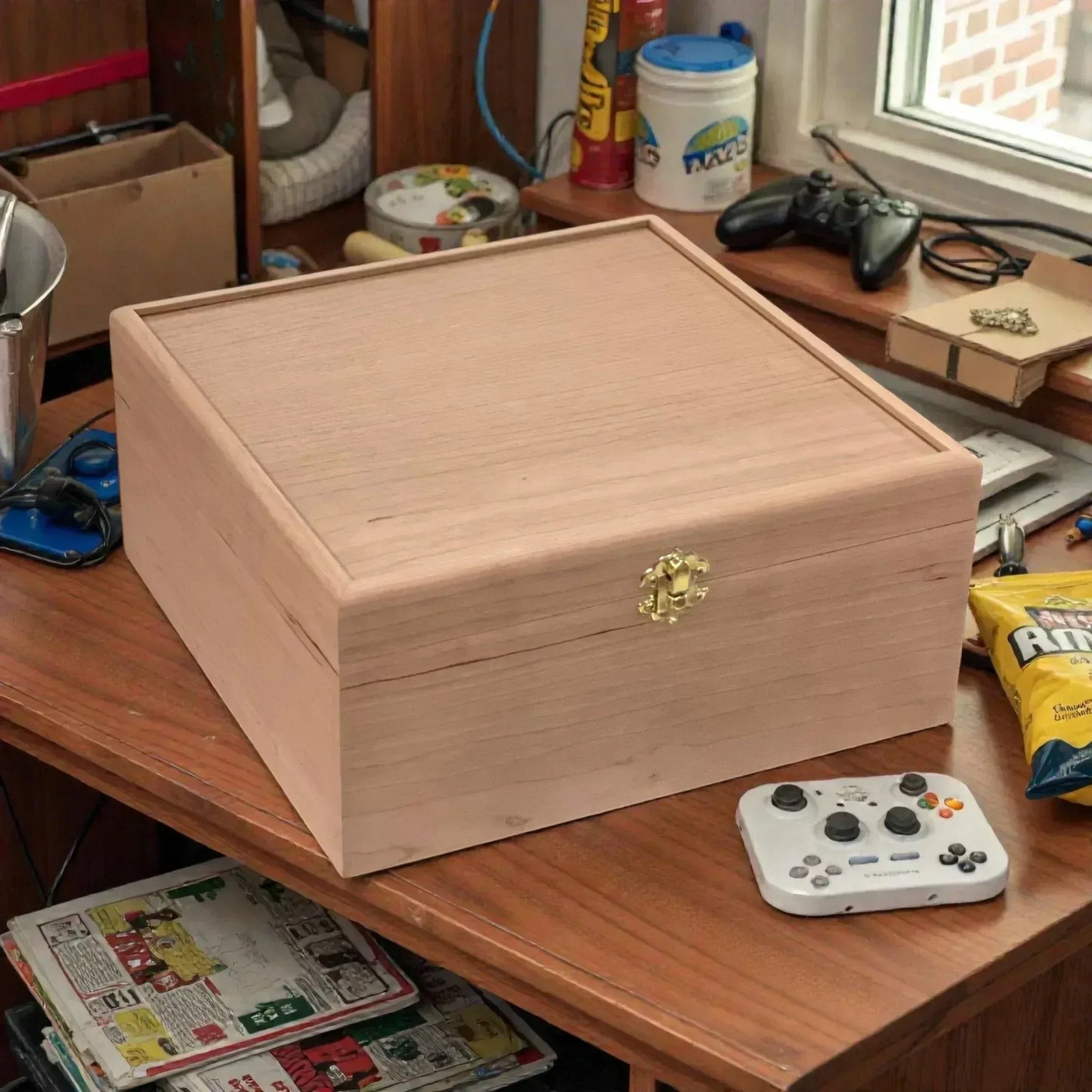 3-Row Wooden Trading Card Storage Box - MTG Commander Deck Box - Holds 1,125+ Cards - The Designcraft Studio