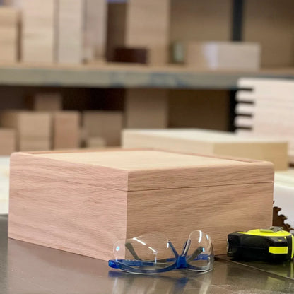 Square Wooden Box Oak Wood Box for Crafts Unfinished Wood Box Decorative Wooden Box Gift for Him Memory Box for Her Laser Engraving Handmade - The Designcraft Studio