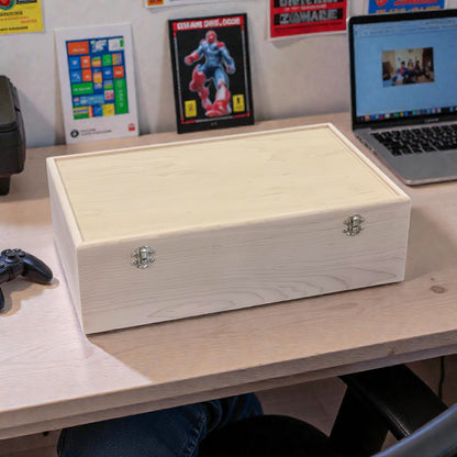 Maple 5-row card storage box with nickel hardware - all-natural wood finish