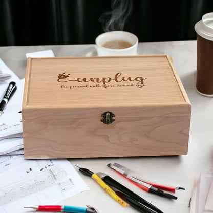 Large Unplug Box Family Phone Lock Up Box Wooden Box to Hold Cell Phones Cell Phone Time Out Cell Phone Charging Station Personalized Box - The Designcraft Studio