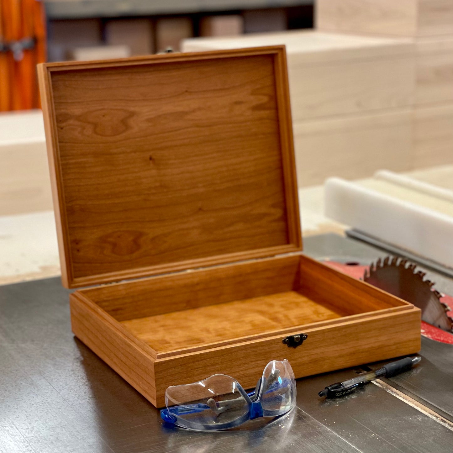 Cherry Wood Box with Satin Lacquer Finish - Mens Valet Box - Handmade by The Designcraft Studio