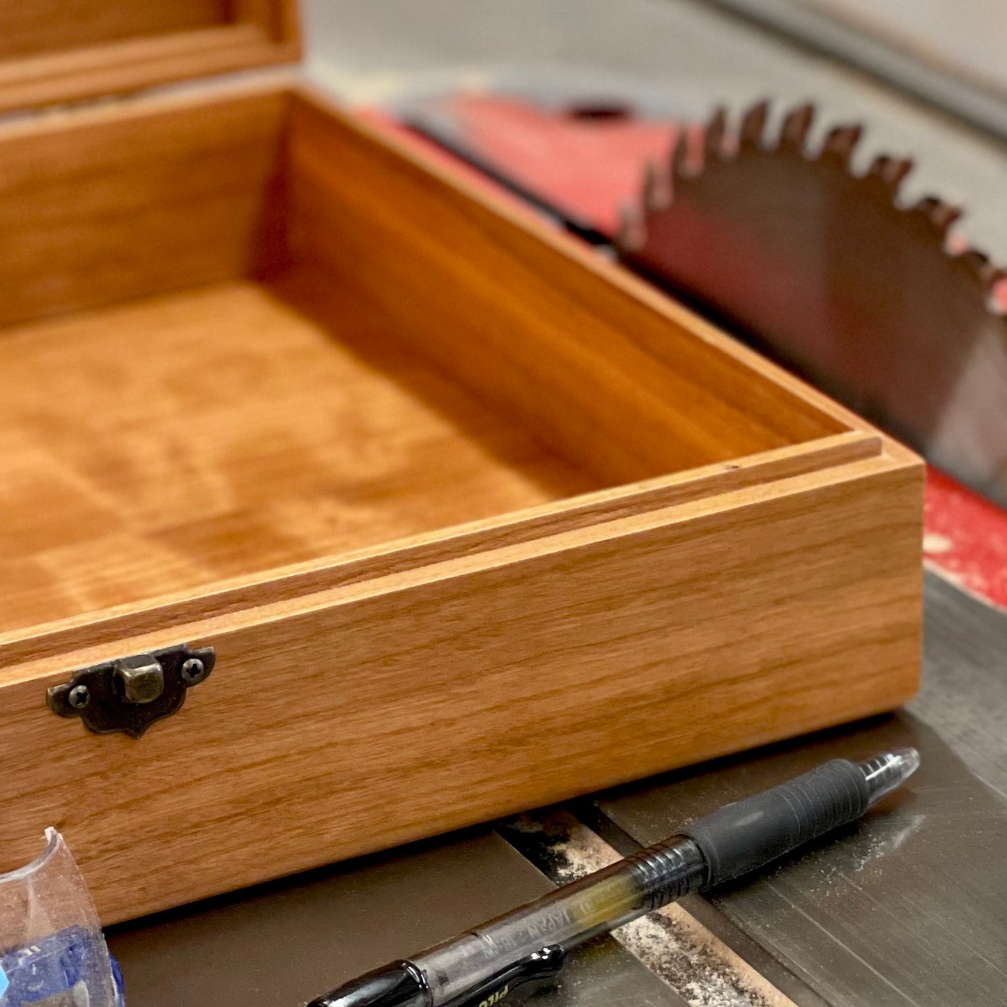 Cherry Wood Box with Satin Lacquer Finish - Mens Valet Box - Handmade by The Designcraft Studio