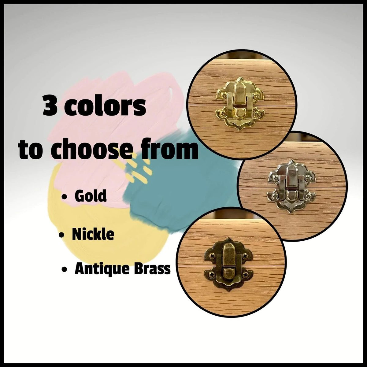 Decorative latch hardware option for the large wooden box