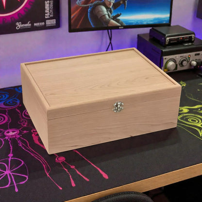 4-Row Wooden Card Storage Box - All Natural Oak, Maple, Cherry - Holds 1,500+ Cards - The Designcraft Studio