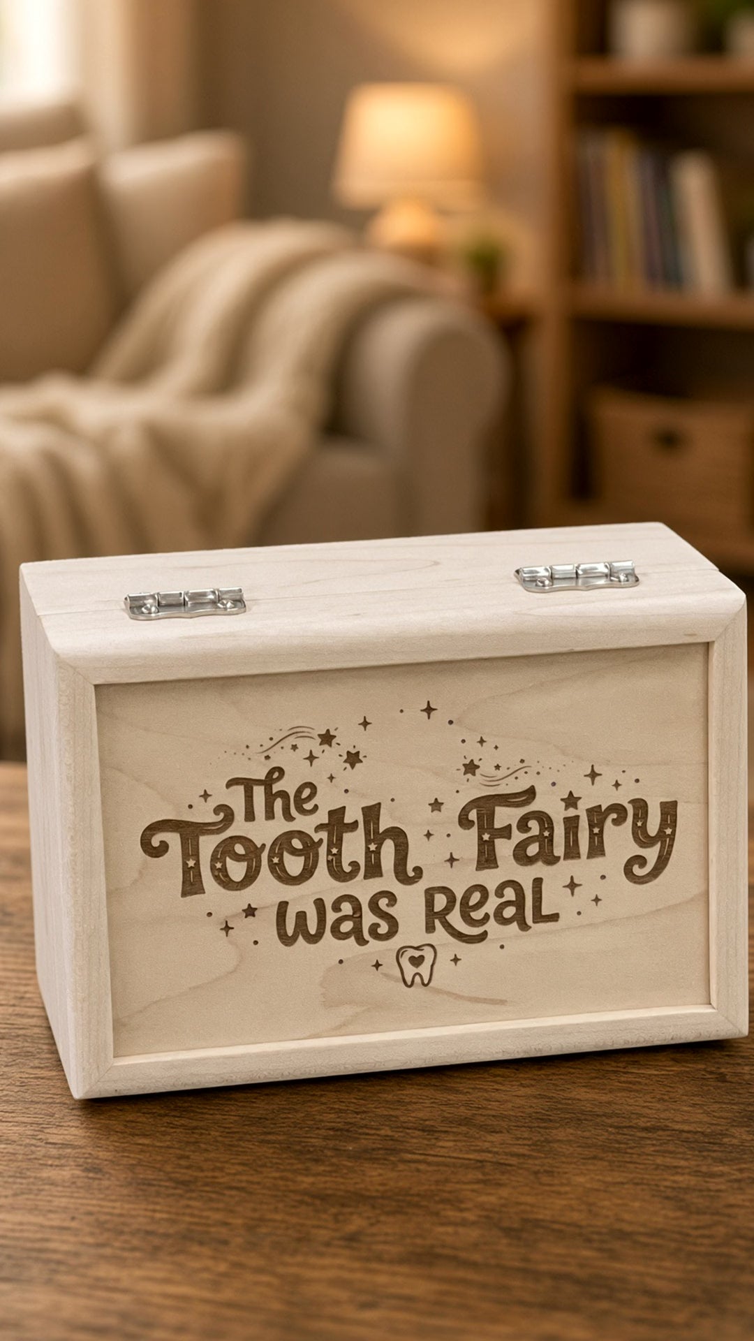 18-second video of the engraved maple tooth fairy box (example engraving)