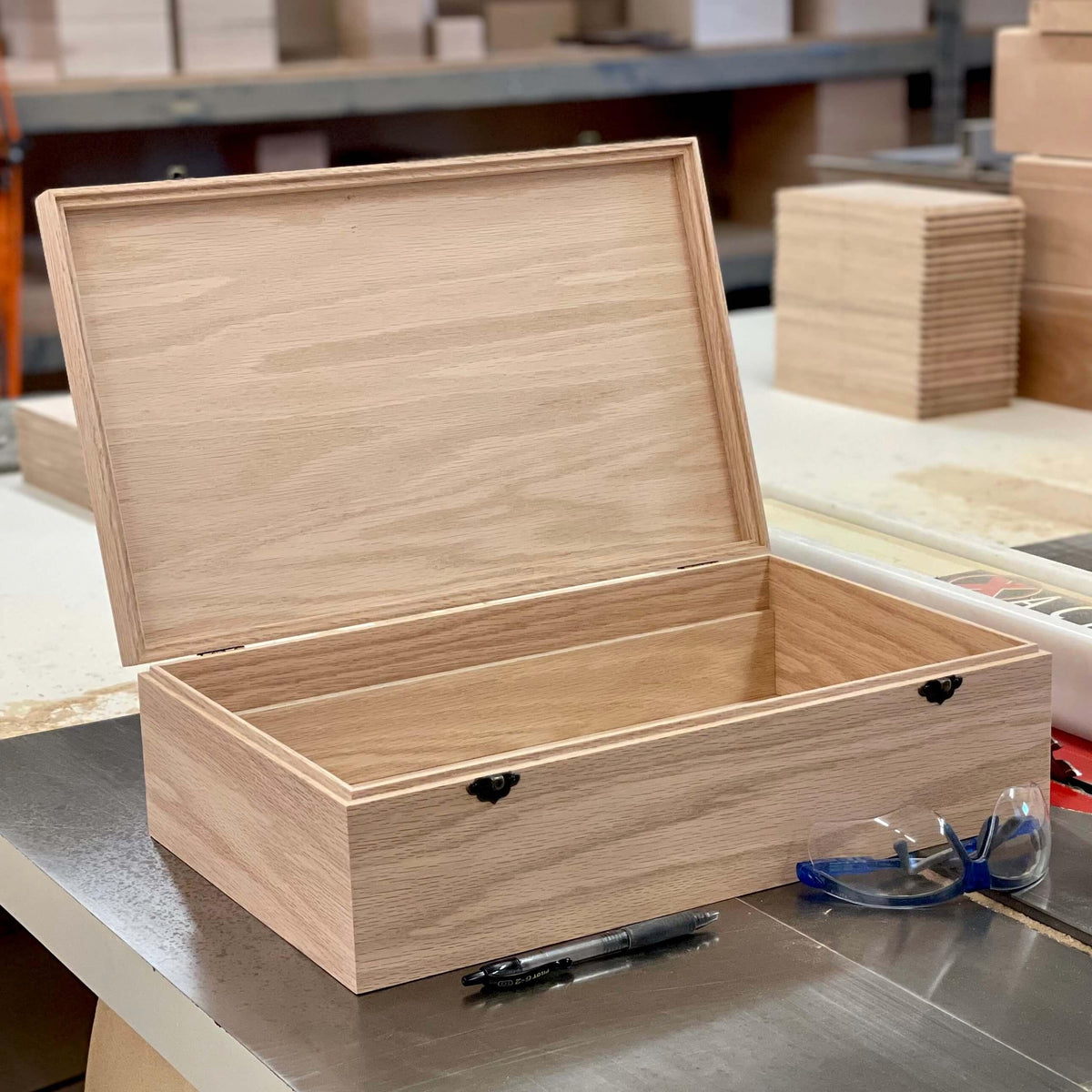 Large Oak Box Frame Extra Large Unfinished Wood Box with Lid & Tray | Engravable Wooden Bo ...