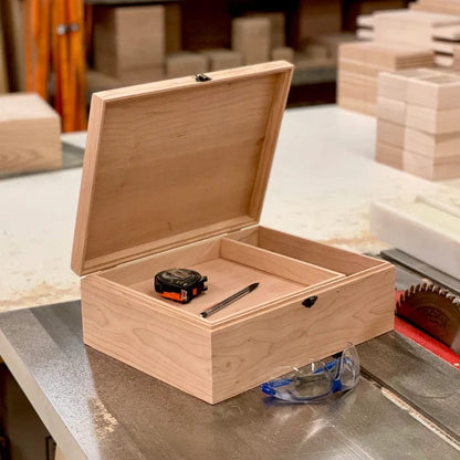 The Designcraft Studio Boxes with trays Large Unfinished Wood Box with Lid & Tray | 12 Removable Compartments | Engravable Wooden Box | Personalized | Handcrafted Wood Storage Box