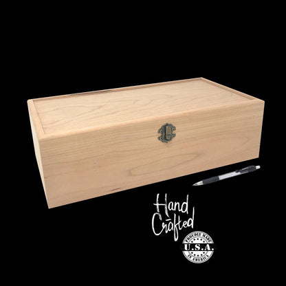 Unfinished Wood Box with Hinges and Latch 13 3/4 x 7 1/4 x 4 - Personalized Laser Engraving Available - The Designcraft Studio
