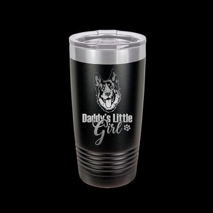 The Designcraft Studio Daddy's Little Girl German Shepherd Travel Mug, Stainless Steel, Powder Coated Tumbler, Polar Camel, Engraved, Coffee Mug, Dad Gift