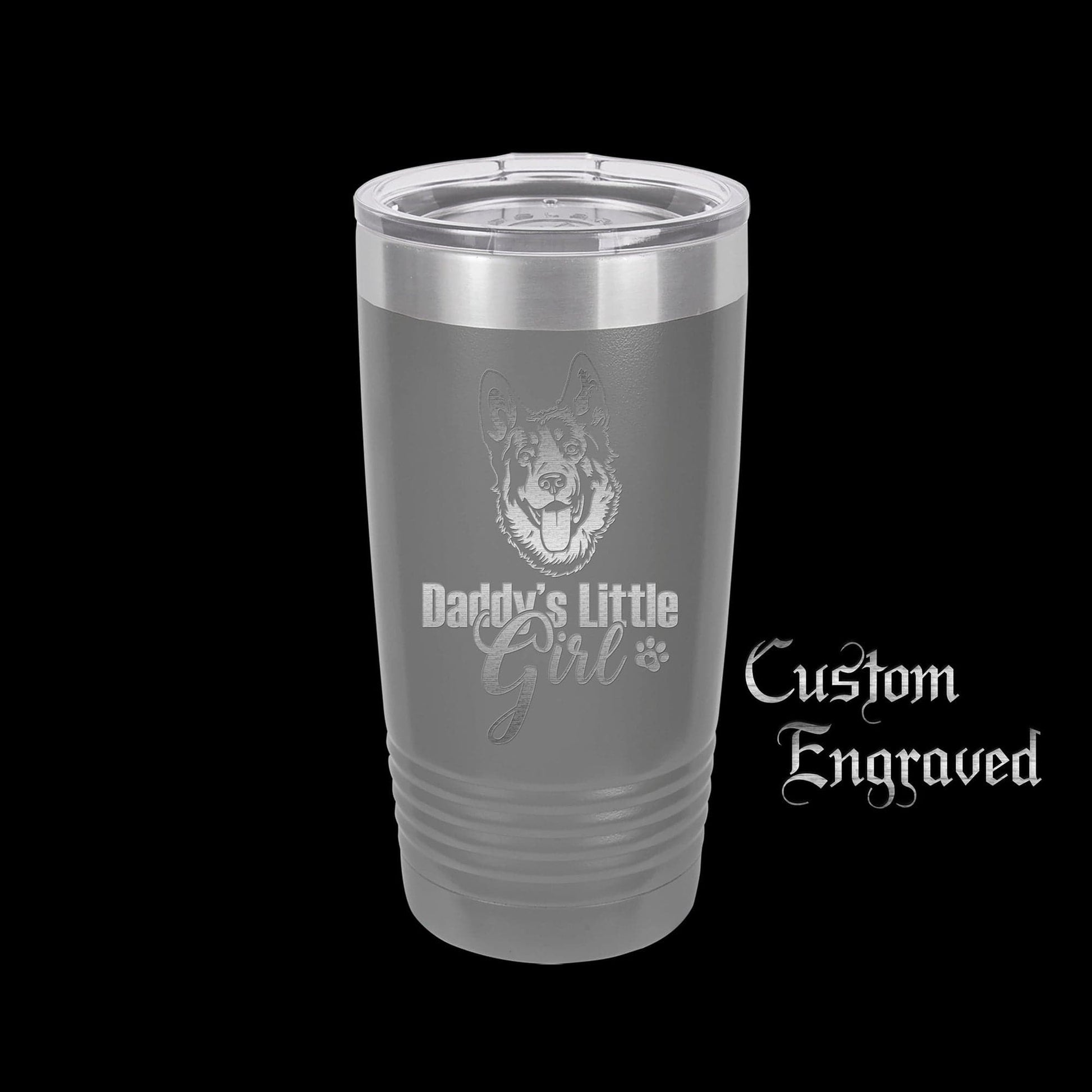 The Designcraft Studio Daddy's Little Girl German Shepherd Travel Mug, Stainless Steel, Powder Coated Tumbler, Polar Camel, Engraved, Coffee Mug, Dad Gift