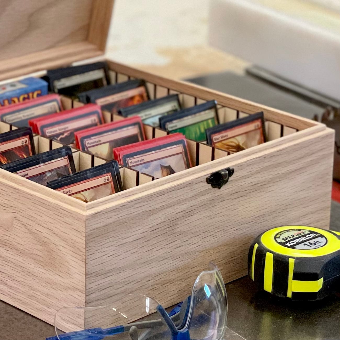 Wooden Trading Card Deck Box  Fits up to 1125 Sleeved Cards