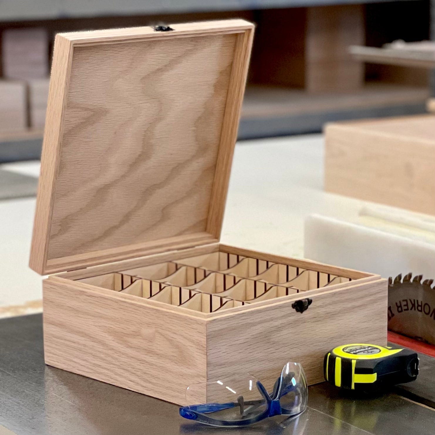 The Designcraft Studio Game Card Boxes Copy of Unfinished Wooden Deck Box with Adjustable Dividers to Protect and Organize Your Favorite Cards