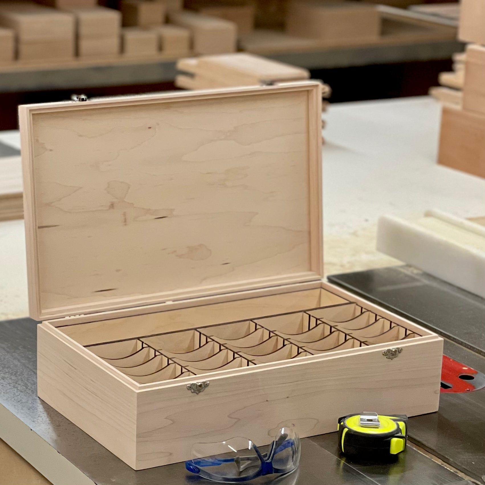 The Designcraft Studio Game Card Boxes Wooden Trading Card Deck Box | Includes 18 Removable Dividers | Space for Game Mat & Cards | Handmade (Box Shown in Maple)