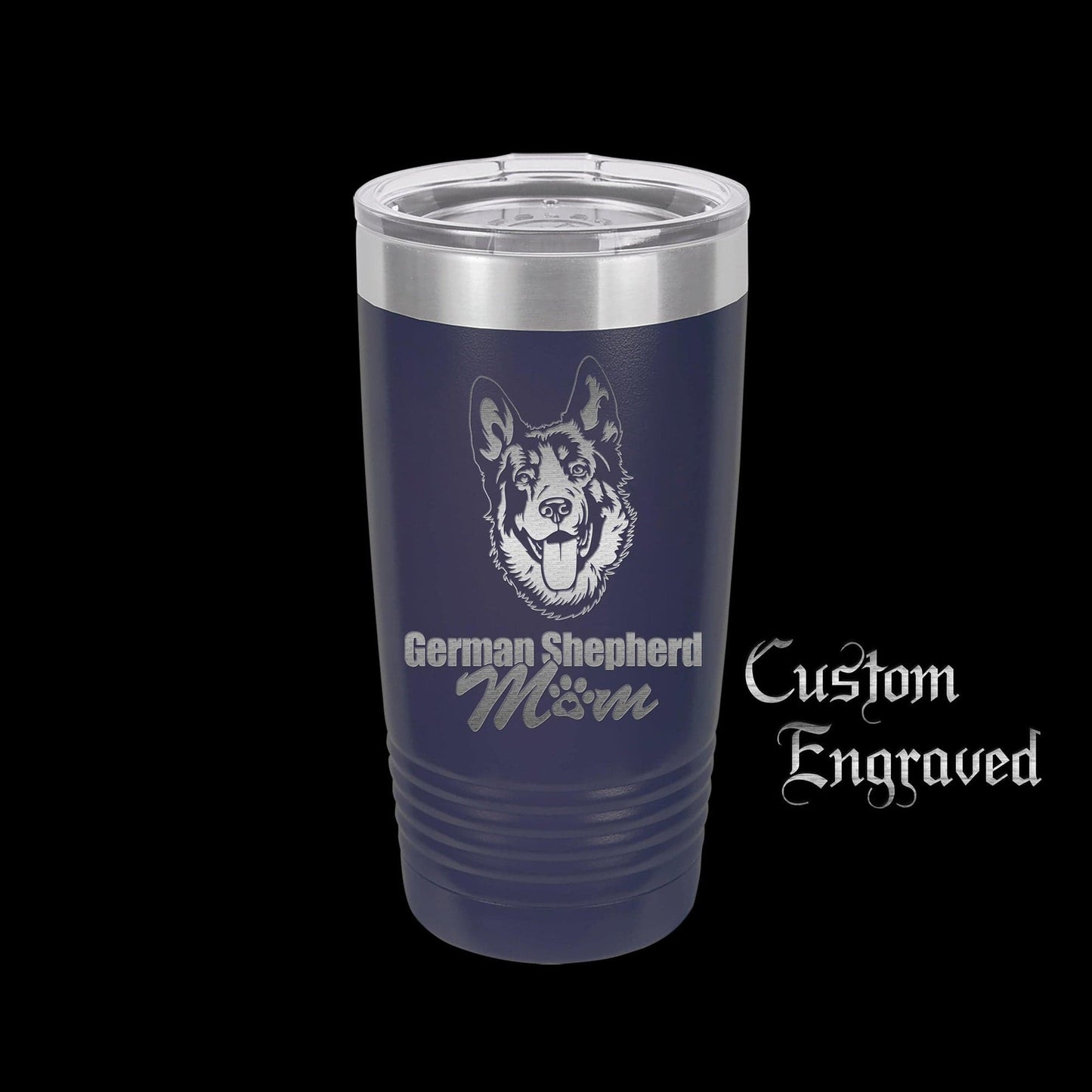 The Designcraft Studio German Shepherd Mom Travel Mug, Stainless Steel, Powder Coated Tumbler, Polar Camel, Engraved, Coffee Mug, Mom Gift
