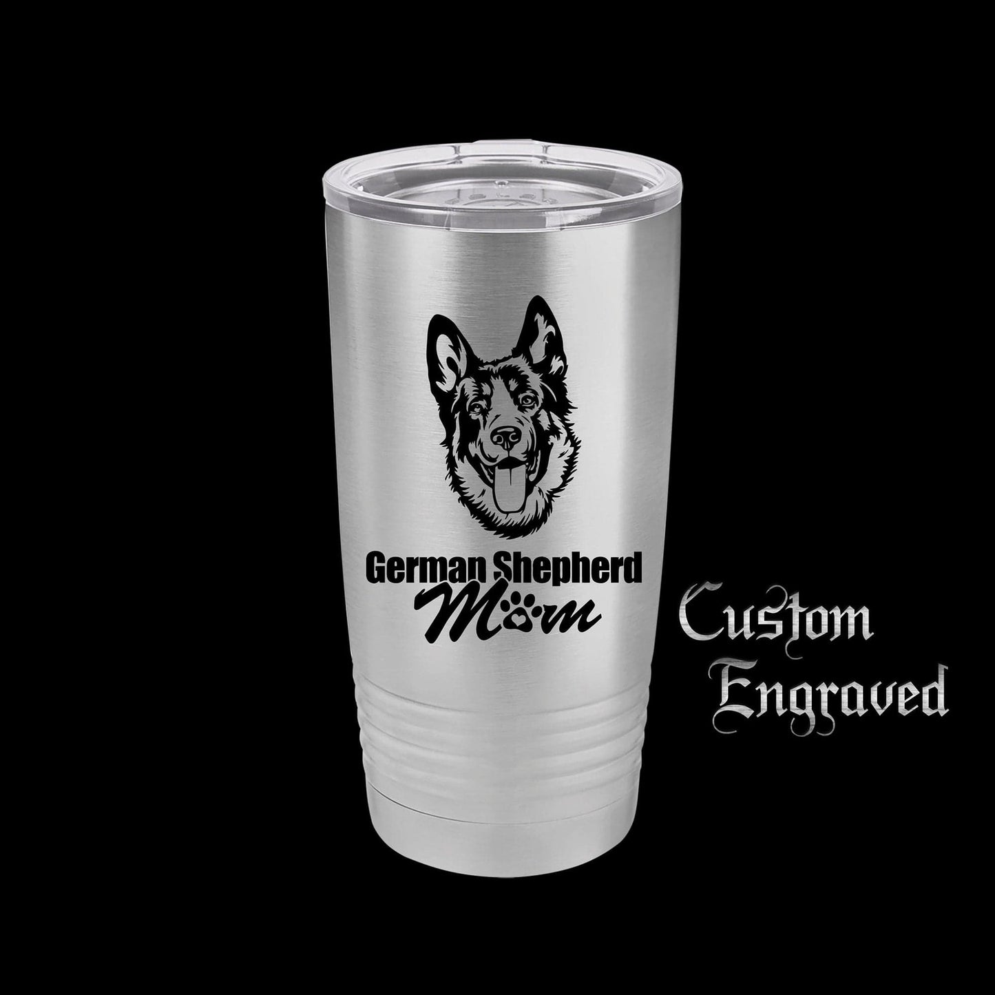The Designcraft Studio German Shepherd Mom Travel Mug, Stainless Steel, Powder Coated Tumbler, Polar Camel, Engraved, Coffee Mug, Mom Gift