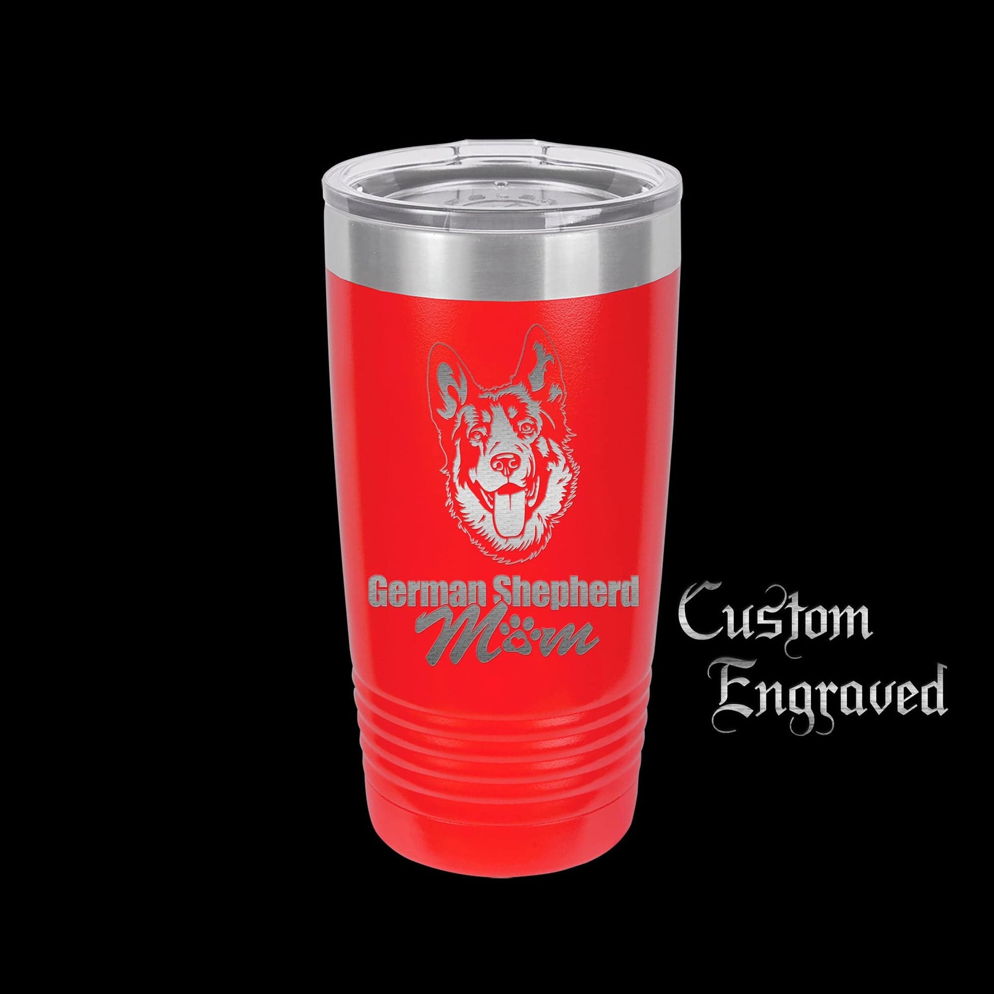 The Designcraft Studio German Shepherd Mom Travel Mug, Stainless Steel, Powder Coated Tumbler, Polar Camel, Engraved, Coffee Mug, Mom Gift