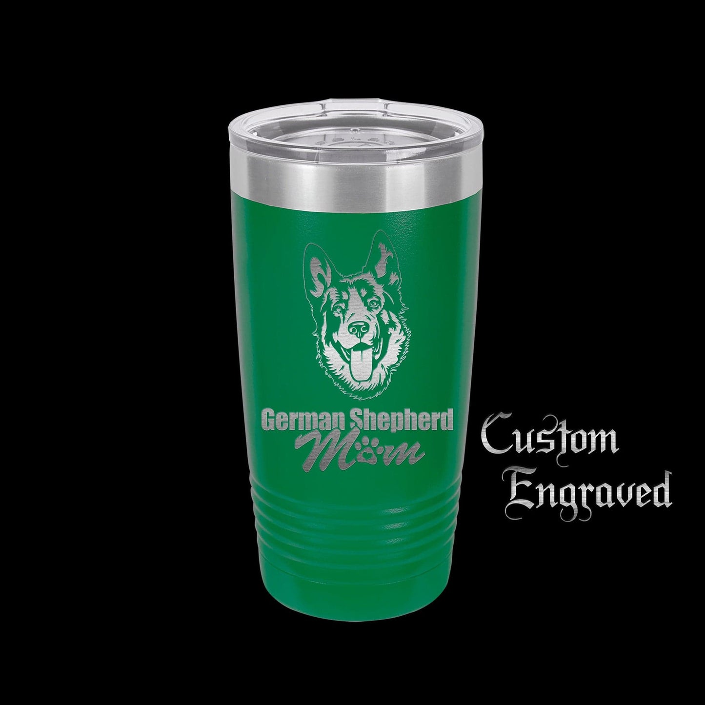 The Designcraft Studio German Shepherd Mom Travel Mug, Stainless Steel, Powder Coated Tumbler, Polar Camel, Engraved, Coffee Mug, Mom Gift