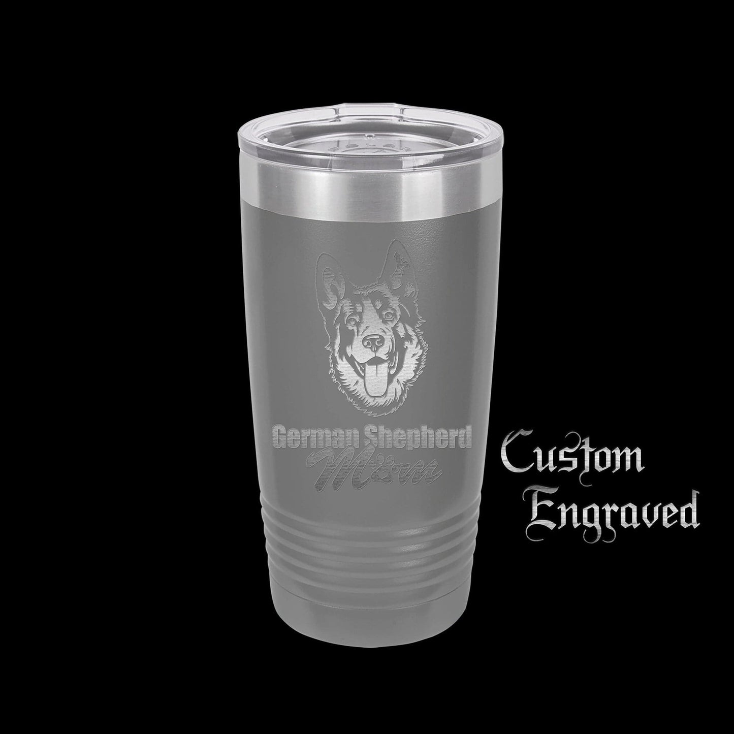 The Designcraft Studio German Shepherd Mom Travel Mug, Stainless Steel, Powder Coated Tumbler, Polar Camel, Engraved, Coffee Mug, Mom Gift