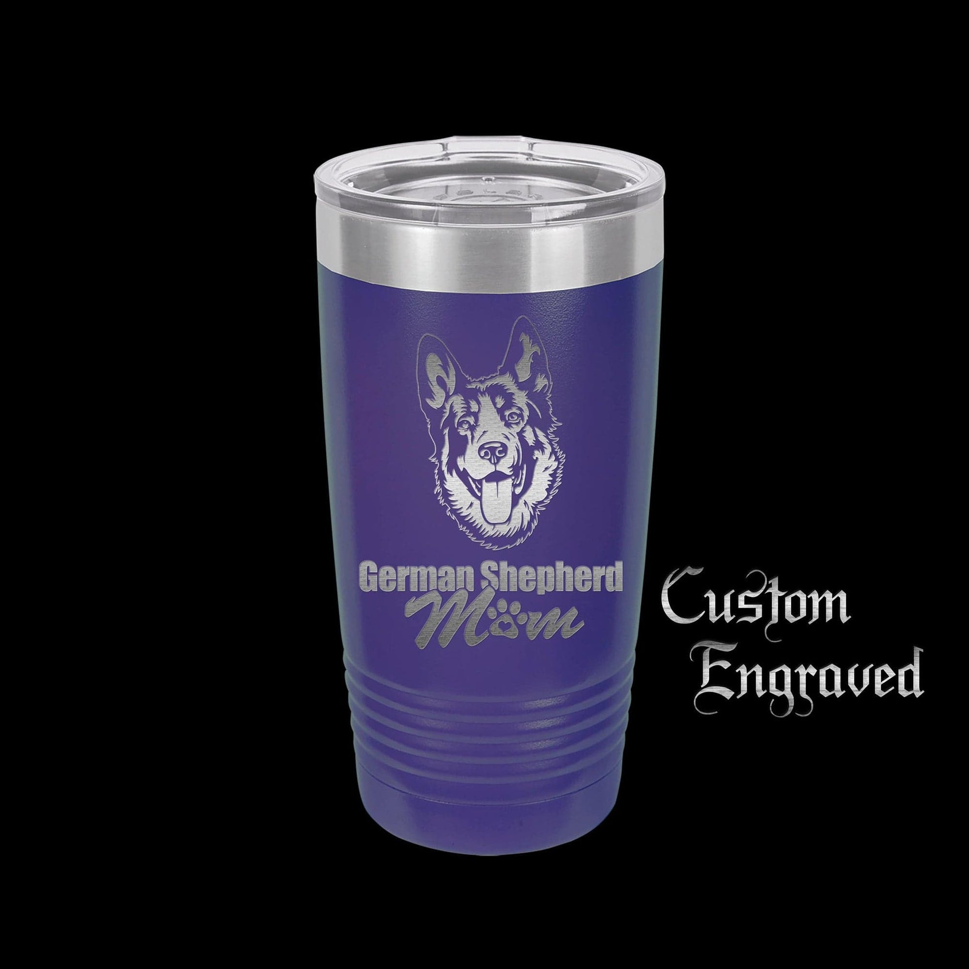 The Designcraft Studio German Shepherd Mom Travel Mug, Stainless Steel, Powder Coated Tumbler, Polar Camel, Engraved, Coffee Mug, Mom Gift
