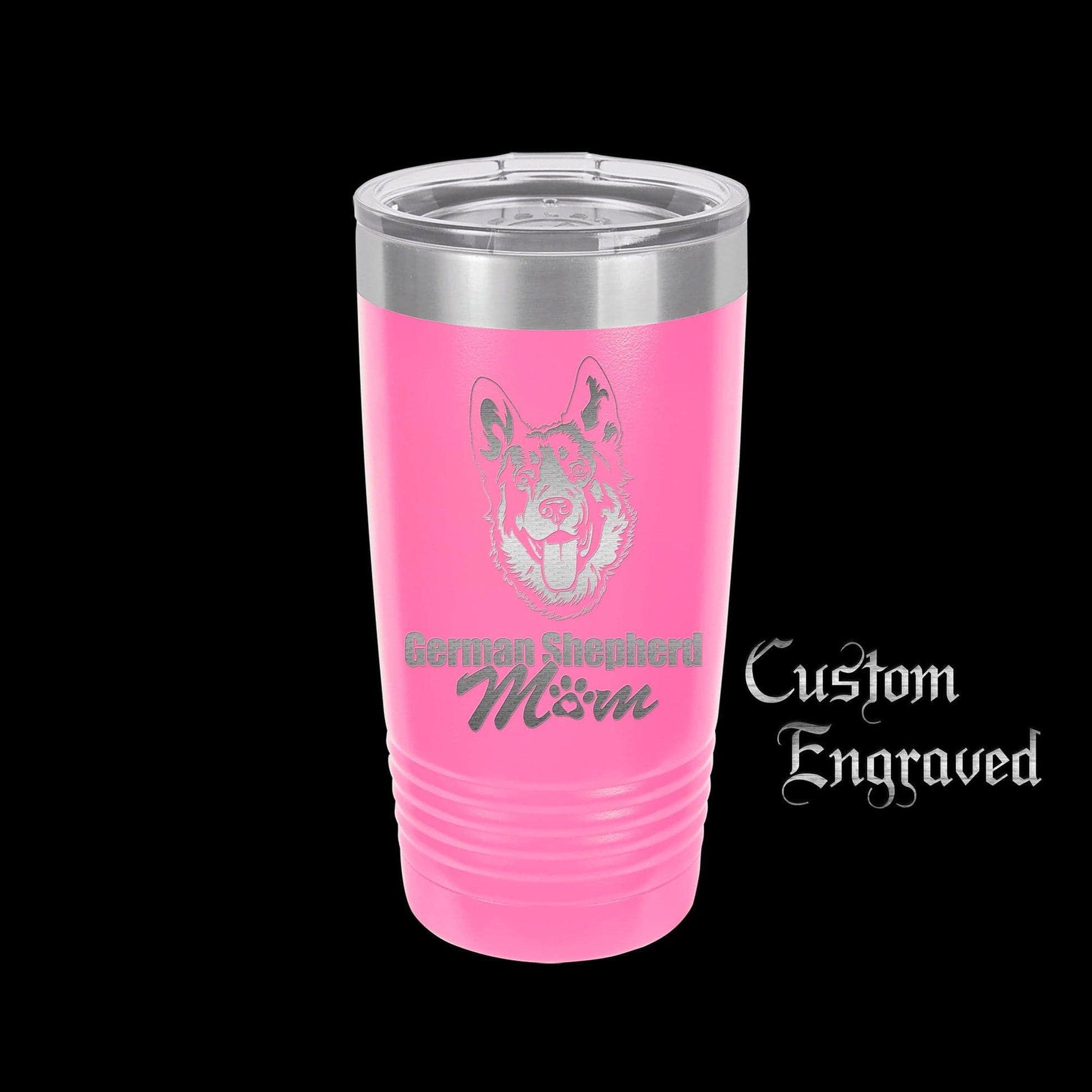 The Designcraft Studio German Shepherd Mom Travel Mug, Stainless Steel, Powder Coated Tumbler, Polar Camel, Engraved, Coffee Mug, Mom Gift