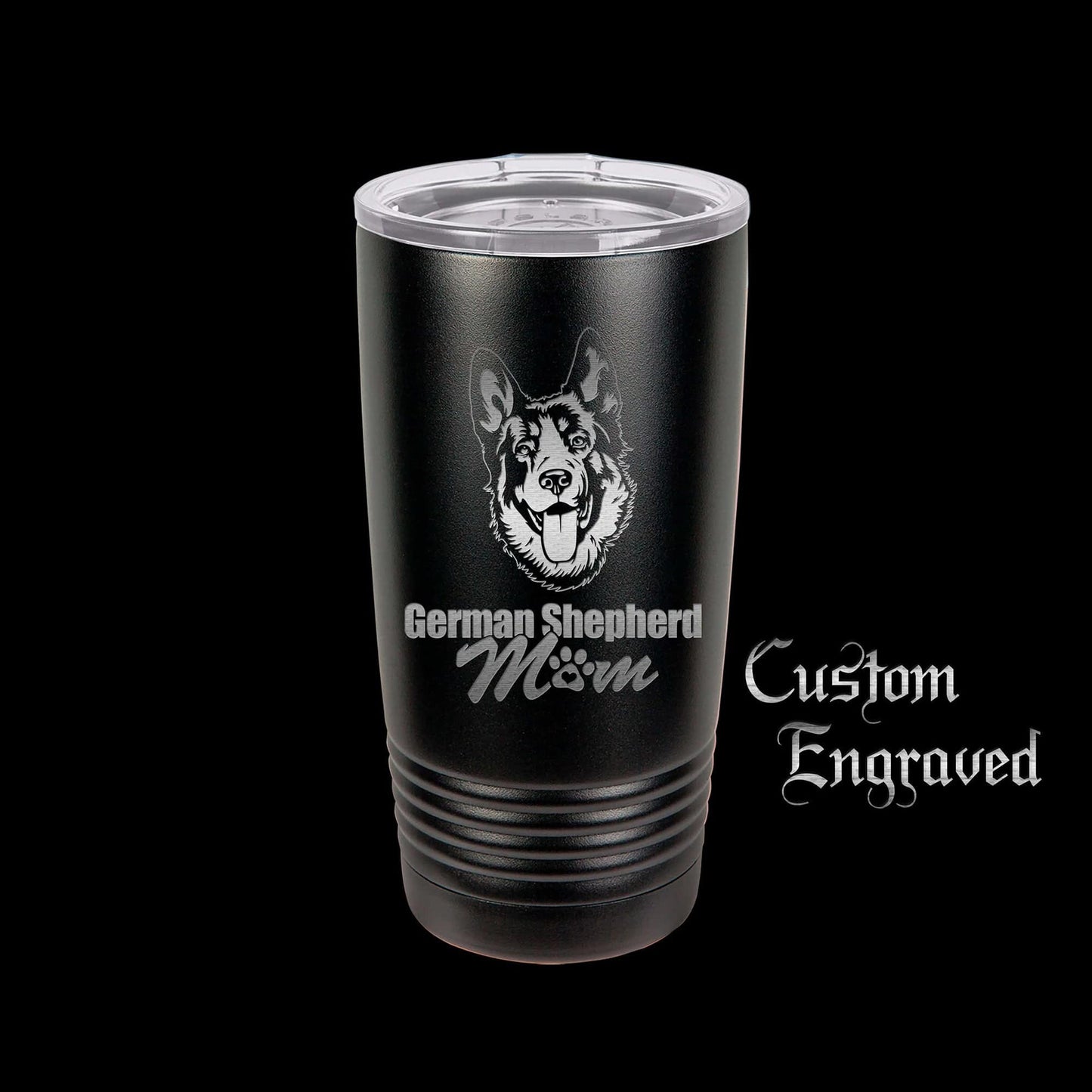 The Designcraft Studio German Shepherd Mom Travel Mug, Stainless Steel, Powder Coated Tumbler, Polar Camel, Engraved, Coffee Mug, Mom Gift
