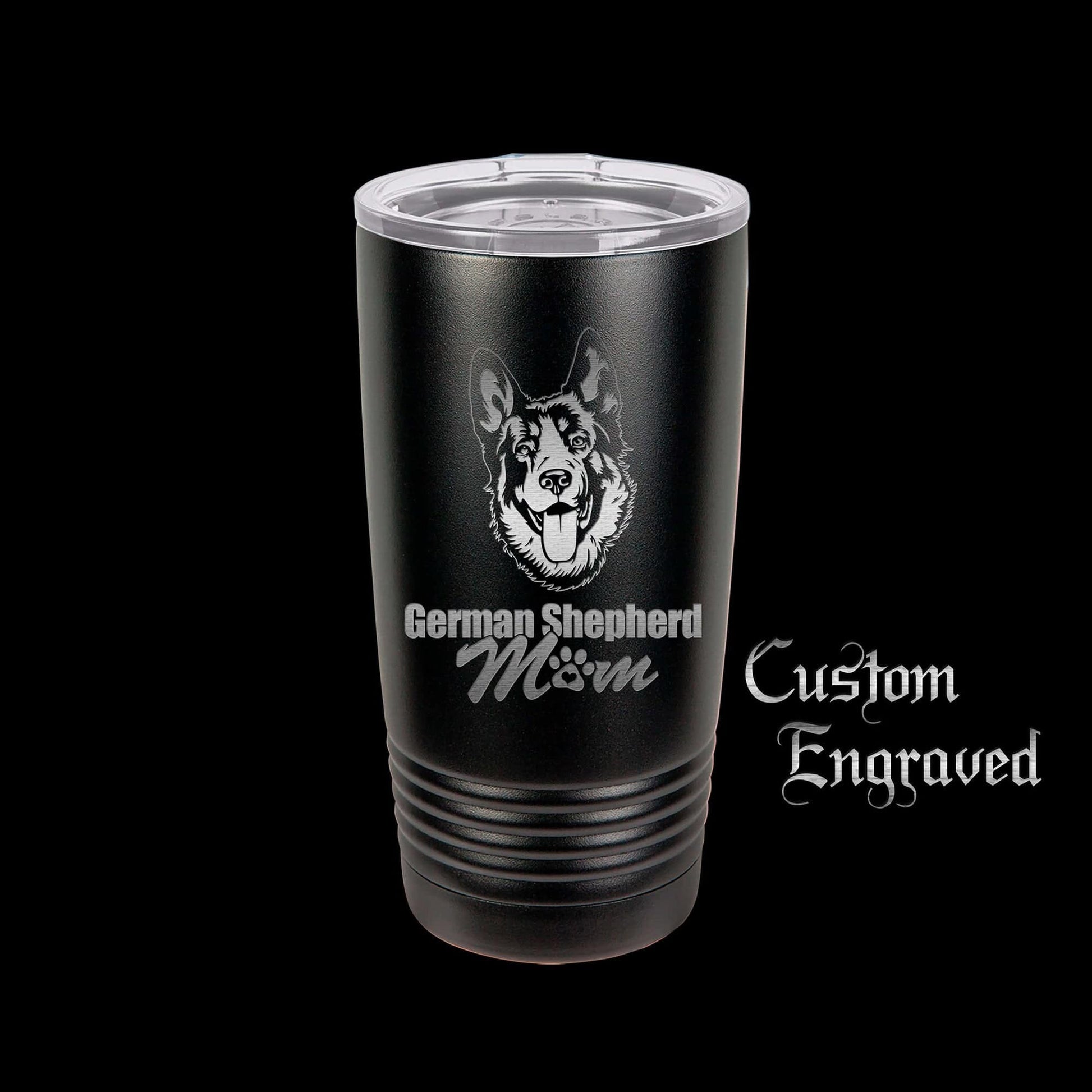 The Designcraft Studio German Shepherd Mom Travel Mug, Stainless Steel, Powder Coated Tumbler, Polar Camel, Engraved, Coffee Mug, Mom Gift