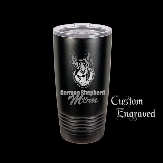 The Designcraft Studio German Shepherd Mom Travel Mug, Stainless Steel, Powder Coated Tumbler, Polar Camel, Engraved, Coffee Mug, Mom Gift
