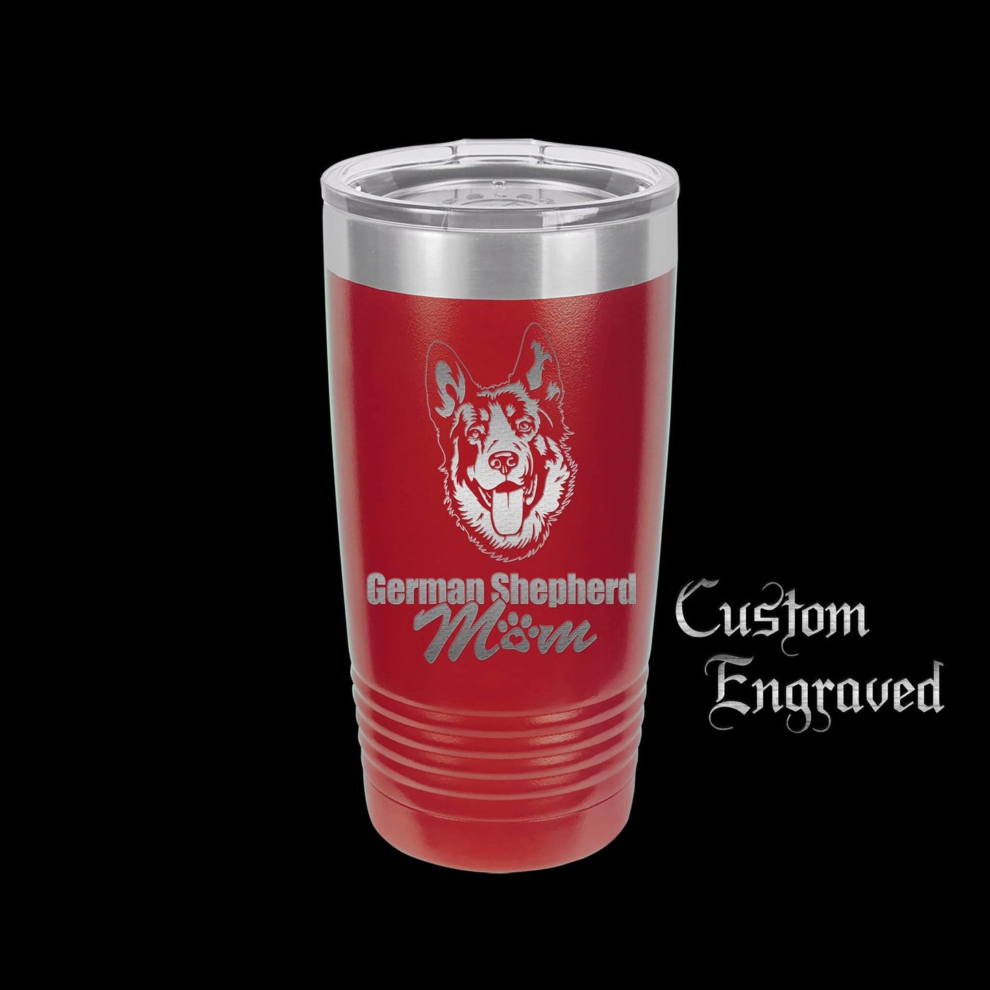 The Designcraft Studio German Shepherd Mom Travel Mug, Stainless Steel, Powder Coated Tumbler, Polar Camel, Engraved, Coffee Mug, Mom Gift