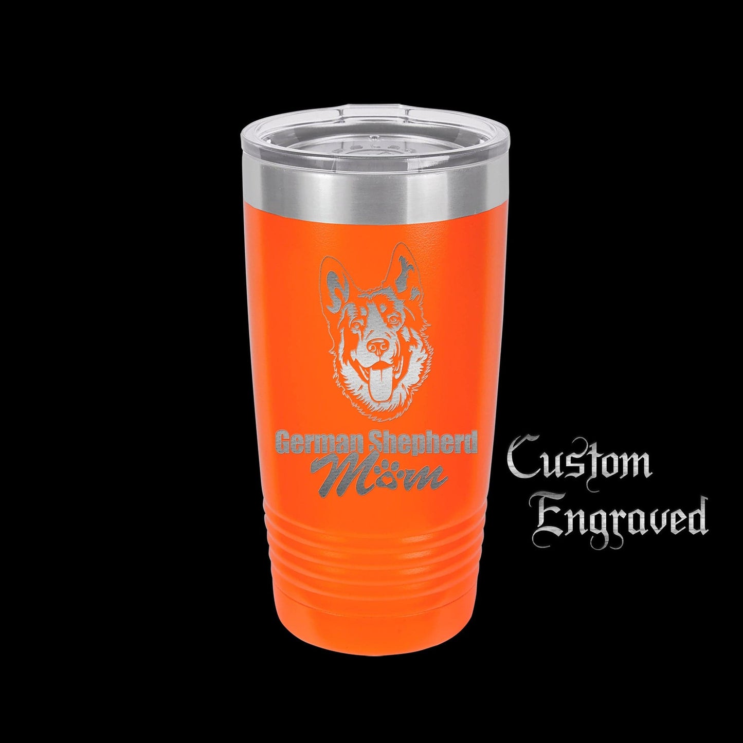 The Designcraft Studio German Shepherd Mom Travel Mug, Stainless Steel, Powder Coated Tumbler, Polar Camel, Engraved, Coffee Mug, Mom Gift