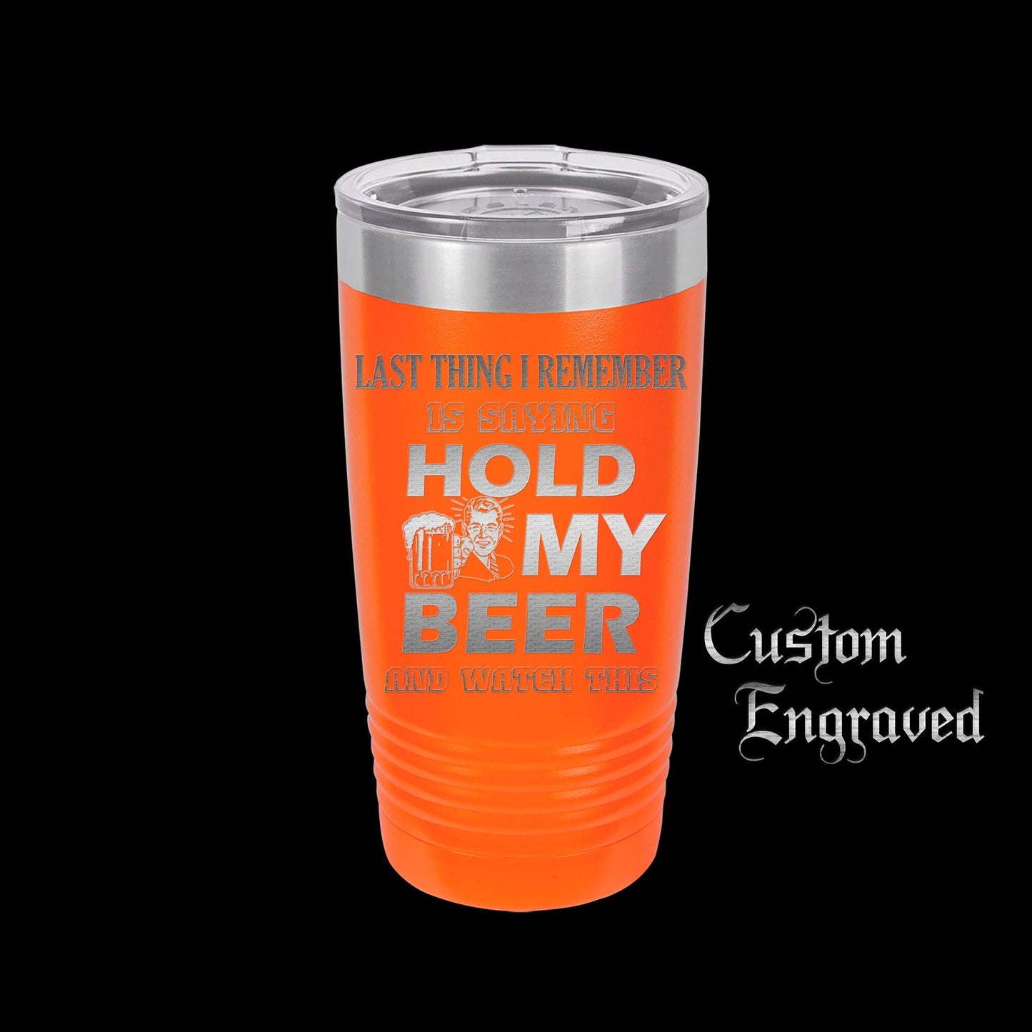 The Designcraft Studio Hold My Beer And Watch This Travel Mug, Stainless Steel, Powder Coated Tumbler, Polar Camel, Engraved, Coffee Mug, Fun Gift