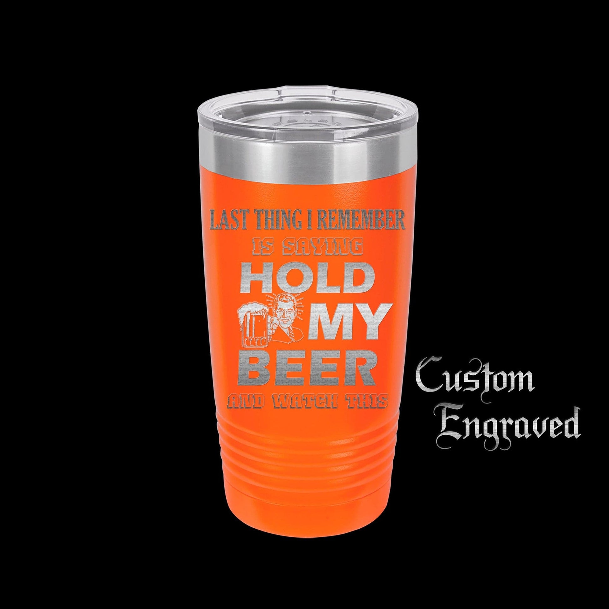 The Designcraft Studio Hold My Beer And Watch This Travel Mug, Stainless Steel, Powder Coated Tumbler, Polar Camel, Engraved, Coffee Mug, Fun Gift