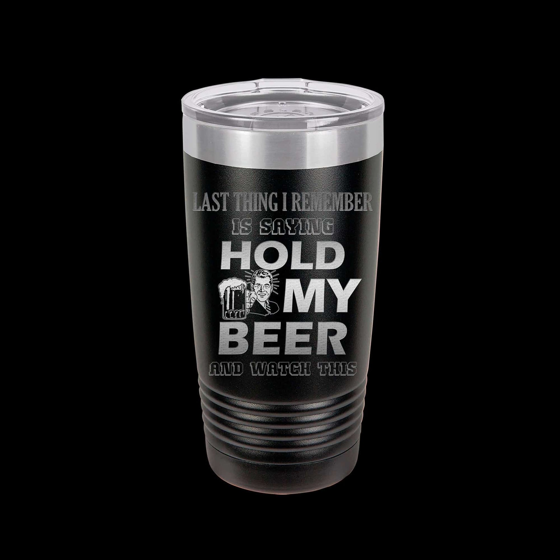 The Designcraft Studio Hold My Beer And Watch This Travel Mug, Stainless Steel, Powder Coated Tumbler, Polar Camel, Engraved, Coffee Mug, Fun Gift