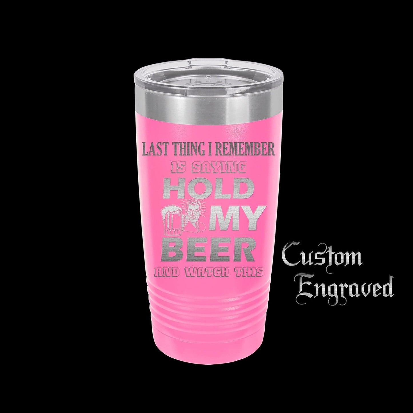 The Designcraft Studio Hold My Beer And Watch This Travel Mug, Stainless Steel, Powder Coated Tumbler, Polar Camel, Engraved, Coffee Mug, Fun Gift