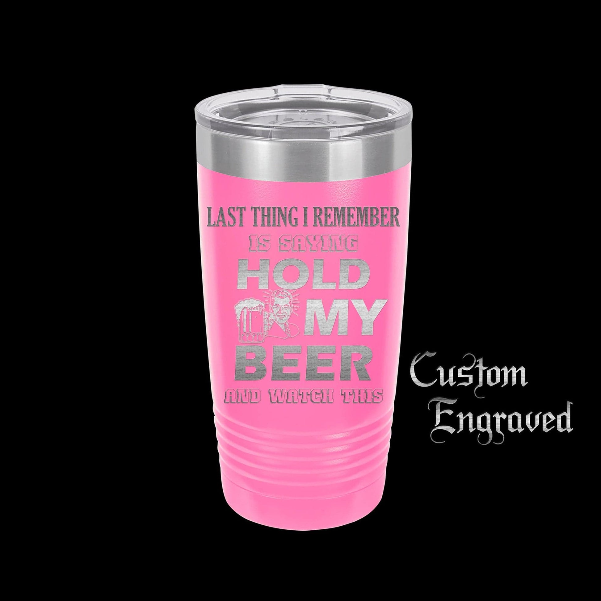 The Designcraft Studio Hold My Beer And Watch This Travel Mug, Stainless Steel, Powder Coated Tumbler, Polar Camel, Engraved, Coffee Mug, Fun Gift